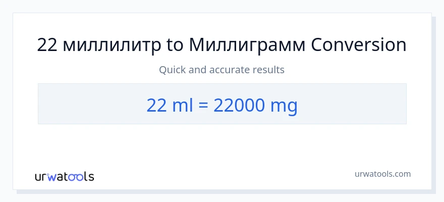22 миллилитры в миллиграммы преобразование