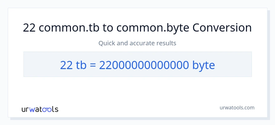 22 Terabytes patungong Bytes na conversion