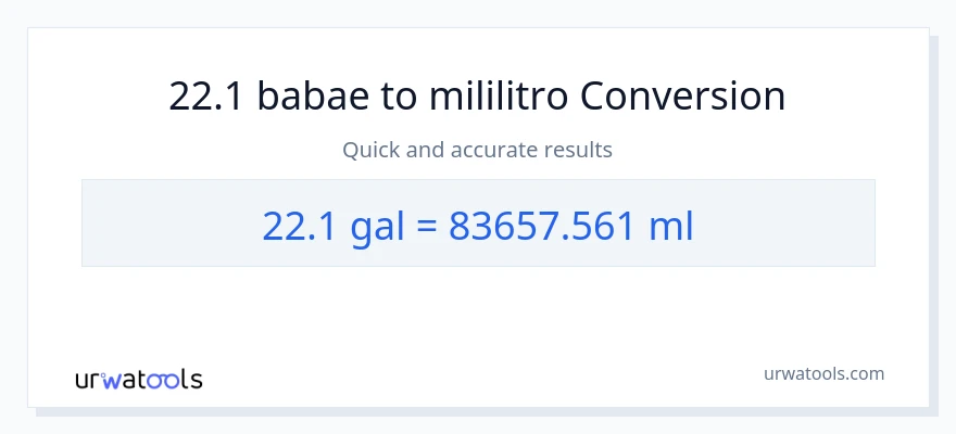22.1 Mga galon patungong mga mililitro na conversion