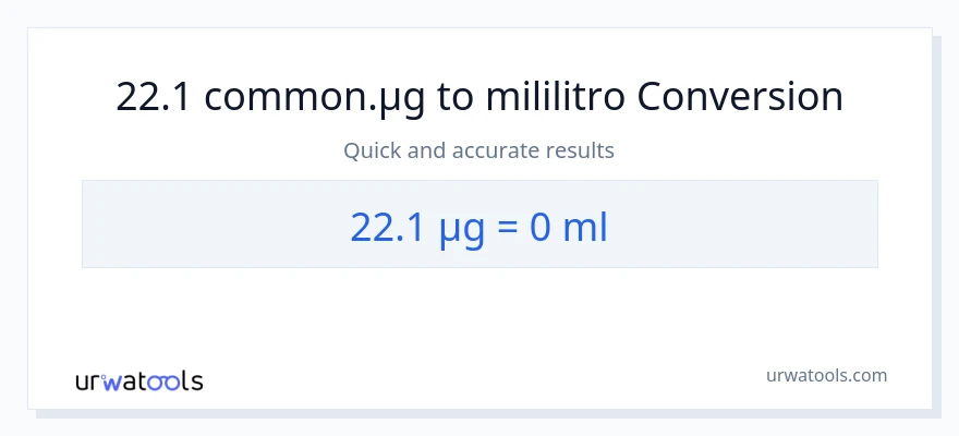 22.1 mga mikrogramo patungong mga mililitro na conversion