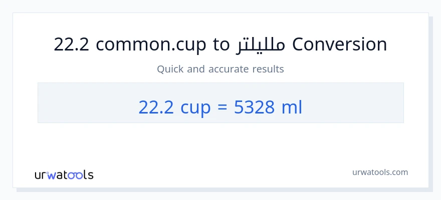 التحويل من 22.2 أكواب إلى ملليلتر