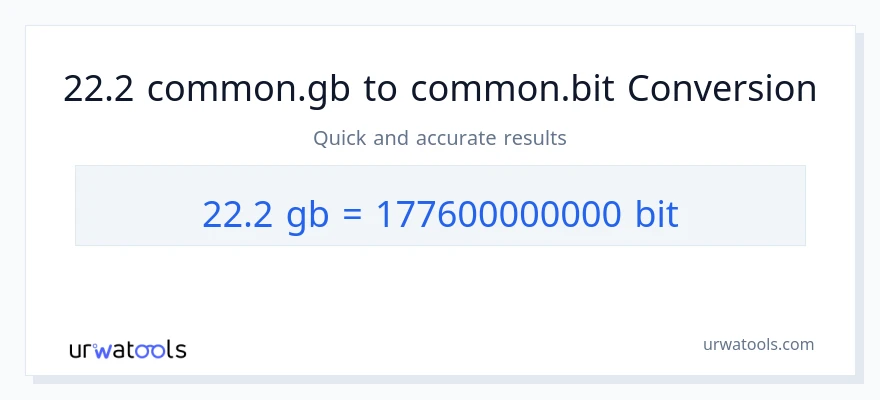 التحويل من 22.2 Gigabytes إلى Bits