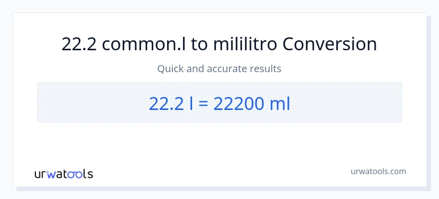 22.2 Liters patungong mga mililitro na conversion