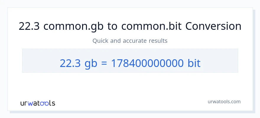 التحويل من 22.3 Gigabytes إلى Bits