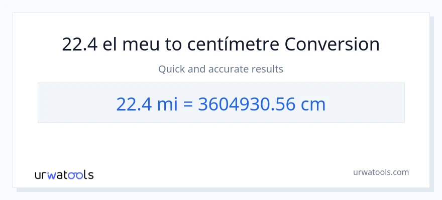 Conversió de 22.4 milles a Centímetres
