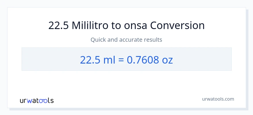 22.5 mga mililitro patungong Mga onsa na conversion