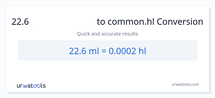 22.6 മില്ലിലിറ്റർ ൽ നിന്ന് Hls ലേക്ക് പരിവർത്തനം
