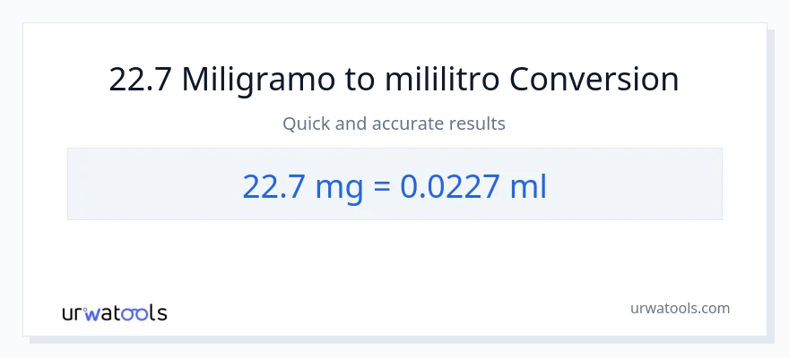 22.7 miligramo patungong mga mililitro na conversion