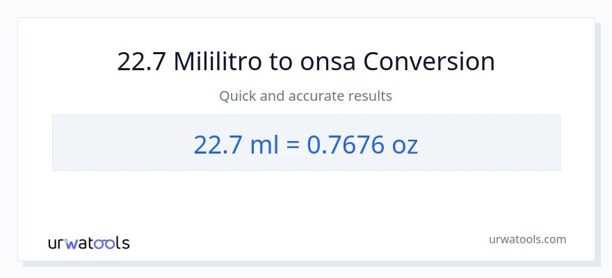 22.7 mga mililitro patungong Mga onsa na conversion