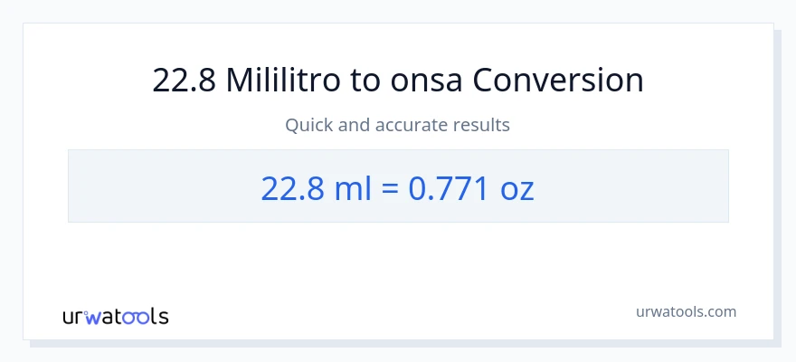 22.8 mga mililitro patungong Mga onsa na conversion