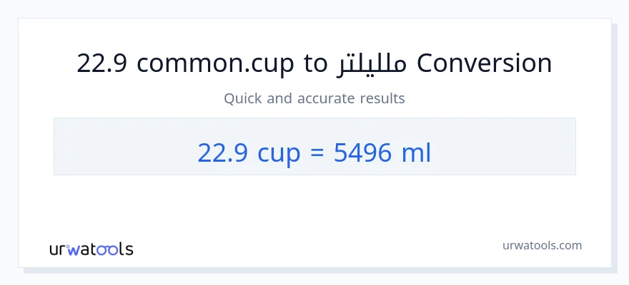 التحويل من 22.9 أكواب إلى ملليلتر