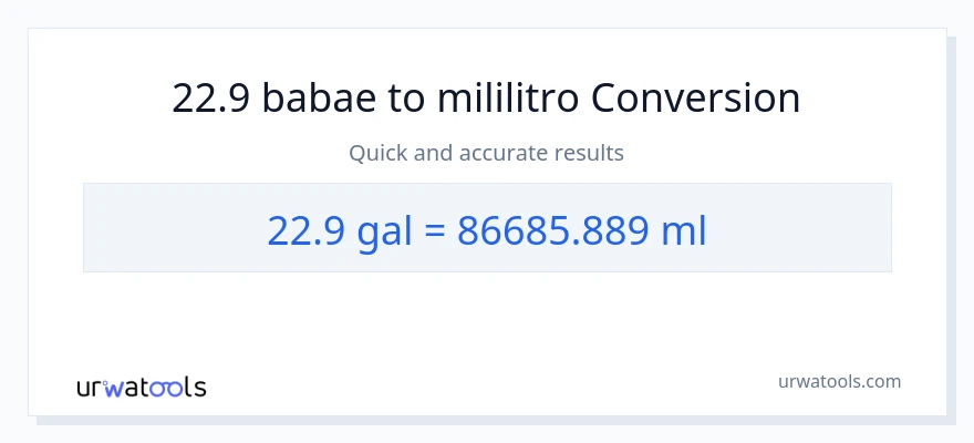 22.9 Mga galon patungong mga mililitro na conversion
