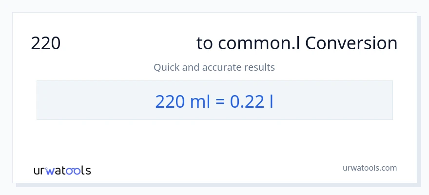 220 മില്ലിലിറ്റർ ൽ നിന്ന് Liters ലേക്ക് പരിവർത്തനം