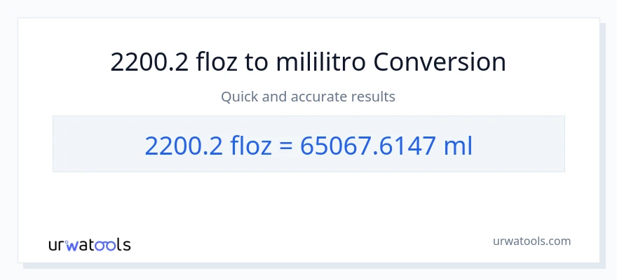 2200.2 mga onsa ng likido patungong mga mililitro na conversion