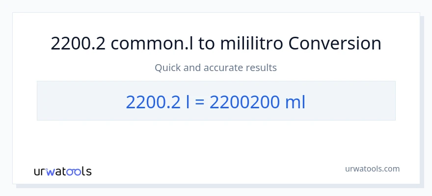 2200.2 Liters patungong mga mililitro na conversion