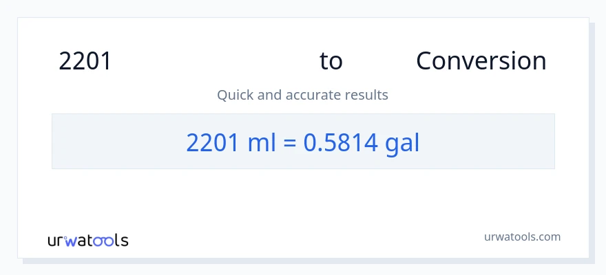 2201 மில்லிலிட்டர்கள் இலிருந்து கேலன்கள் வரை மாற்றம்