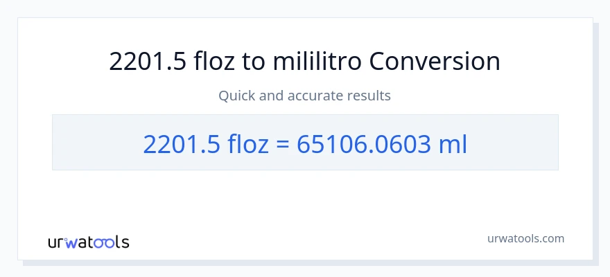 2201.5 mga onsa ng likido patungong mga mililitro na conversion