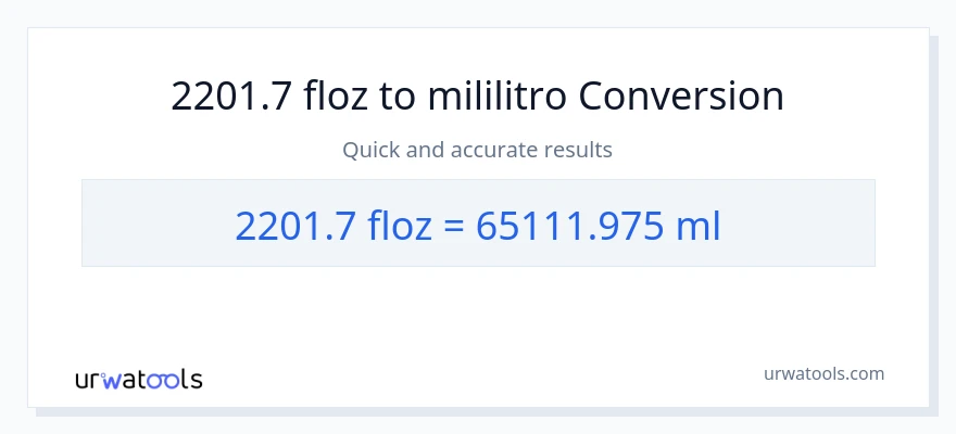 2201.7 mga onsa ng likido patungong mga mililitro na conversion