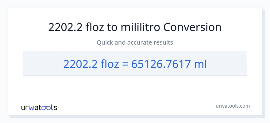 2202.2 mga onsa ng likido patungong mga mililitro na conversion