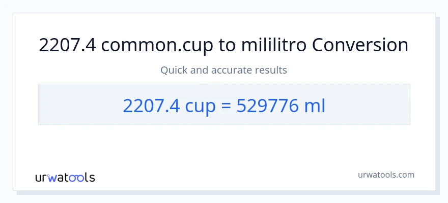 2207.4 mga tasa patungong mga mililitro na conversion