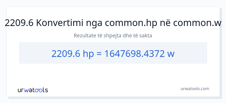 Konvertimi 2209.6 kuajfuqi në vat