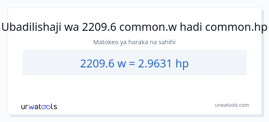 Ubadilishaji wa 2209.6 wati hadi farasi