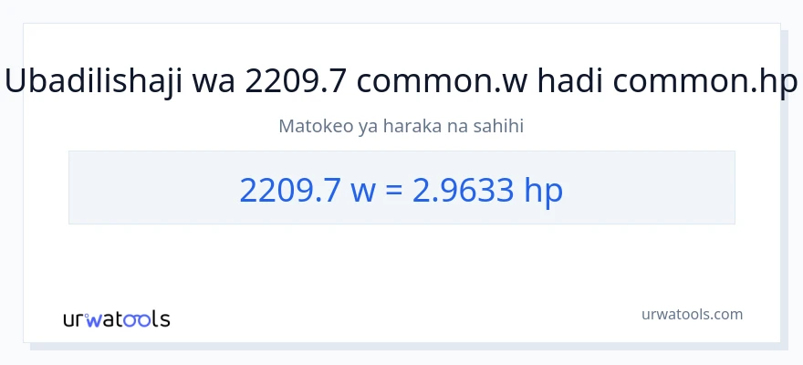 Ubadilishaji wa 2209.7 wati hadi farasi