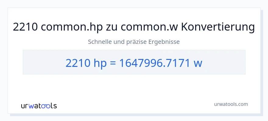 2210 PS zu Watt Umwandlung