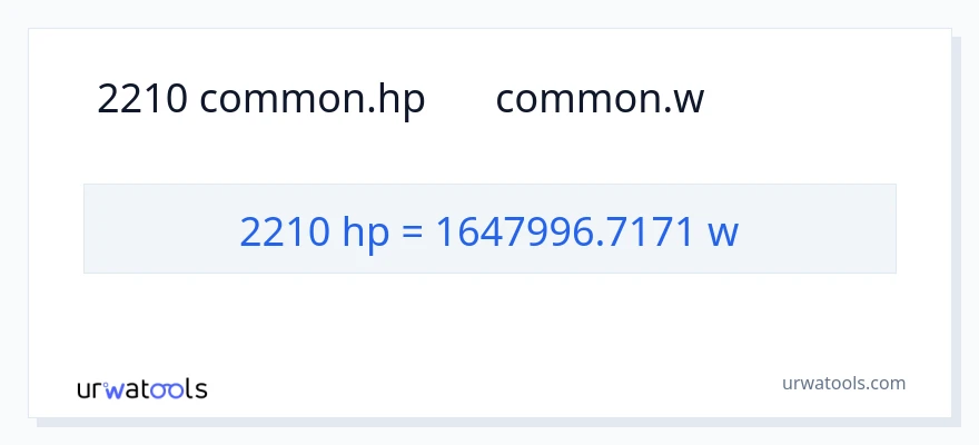 2210 હોર્સપાવર થી વોટ્સ રૂપાંતર