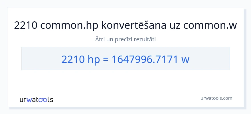 2210 zirgspēki uz vati konversiju