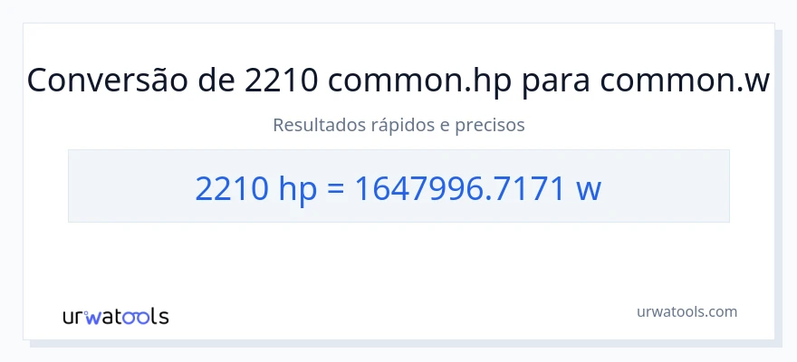 Conversão de 2210 cavalos de potência para watts