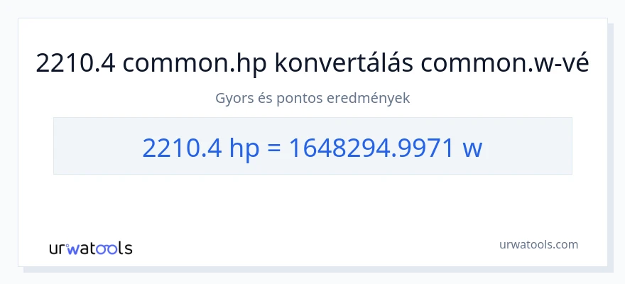 2210.4 lóerő - watt konverzió
