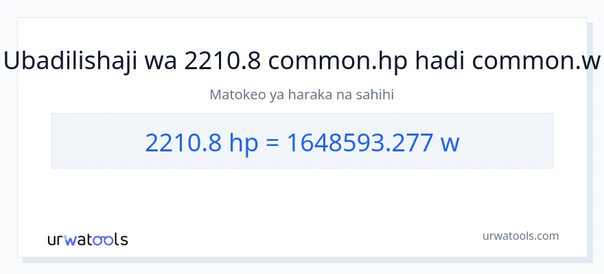 Ubadilishaji wa 2210.8 farasi hadi wati