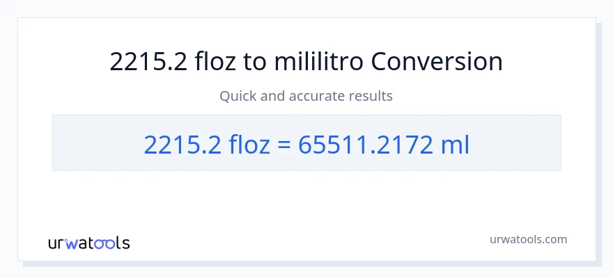 2215.2 mga onsa ng likido patungong mga mililitro na conversion