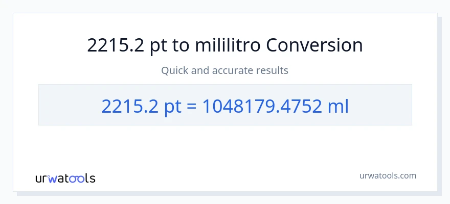 2215.2 Pints patungong mga mililitro na conversion