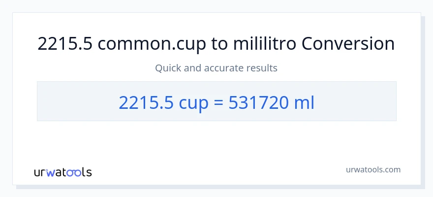 2215.5 mga tasa patungong mga mililitro na conversion