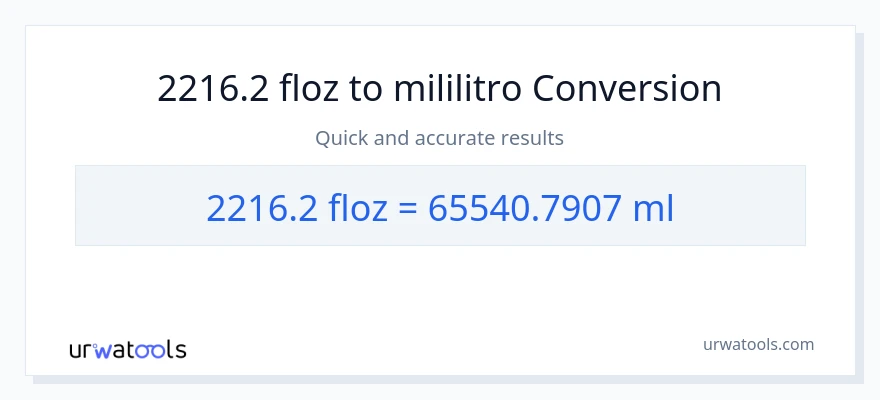2216.2 mga onsa ng likido patungong mga mililitro na conversion