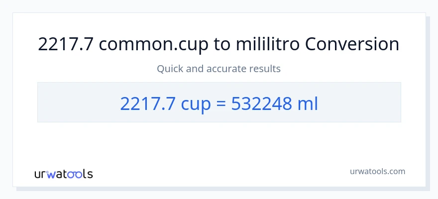 2217.7 mga tasa patungong mga mililitro na conversion