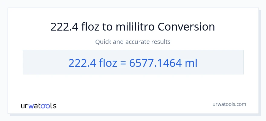 222.4 mga onsa ng likido patungong mga mililitro na conversion