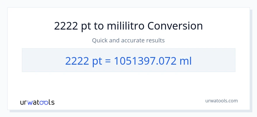 2222 Pints patungong mga mililitro na conversion