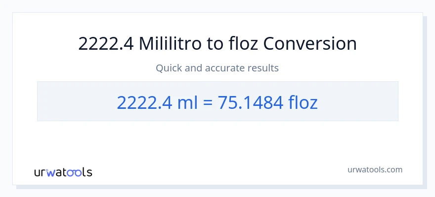 2222.4 mga mililitro patungong mga onsa ng likido na conversion