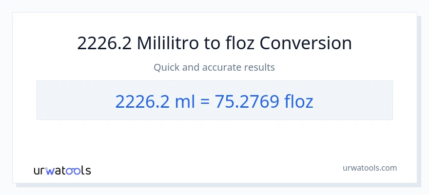 2226.2 mga mililitro patungong mga onsa ng likido na conversion