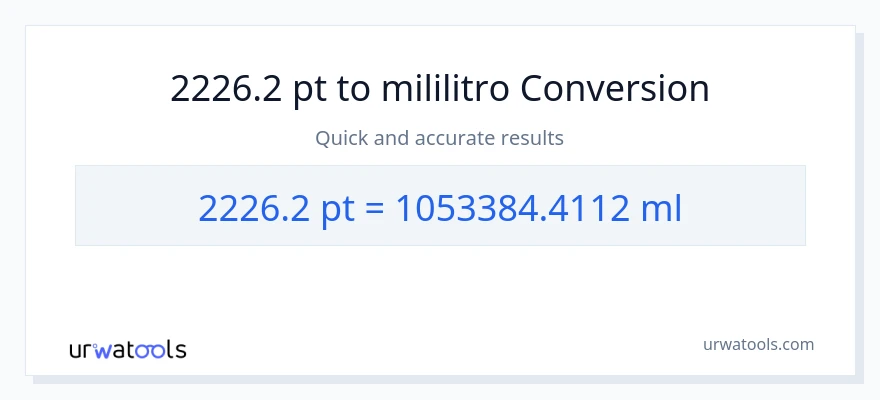 2226.2 Pints patungong mga mililitro na conversion