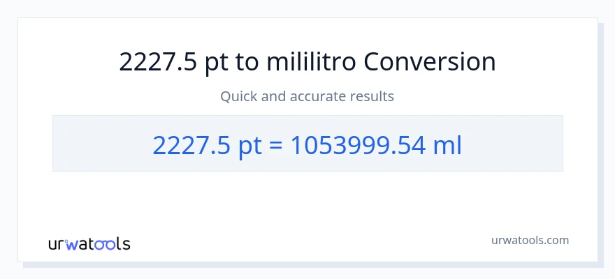 2227.5 Pints patungong mga mililitro na conversion