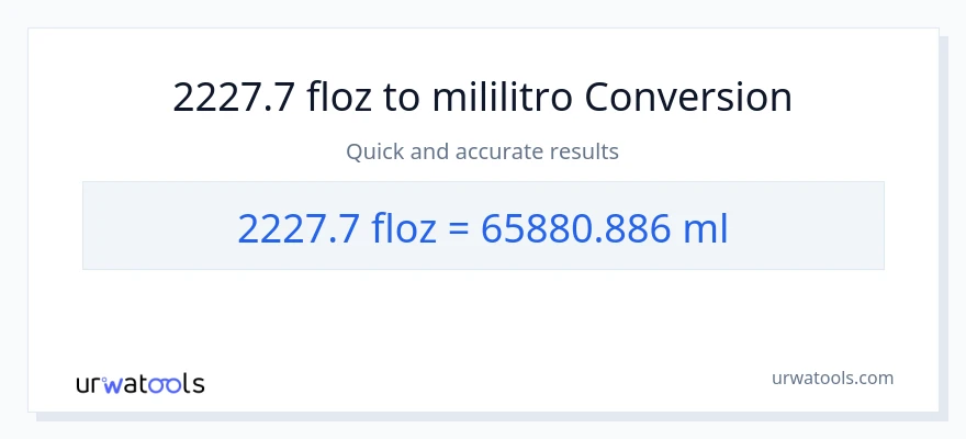 2227.7 mga onsa ng likido patungong mga mililitro na conversion