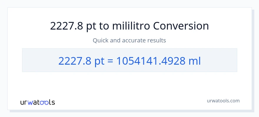 2227.8 Pints patungong mga mililitro na conversion