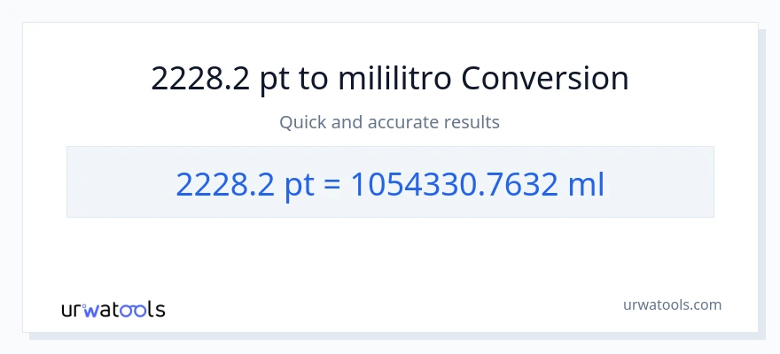 2228.2 Pints patungong mga mililitro na conversion