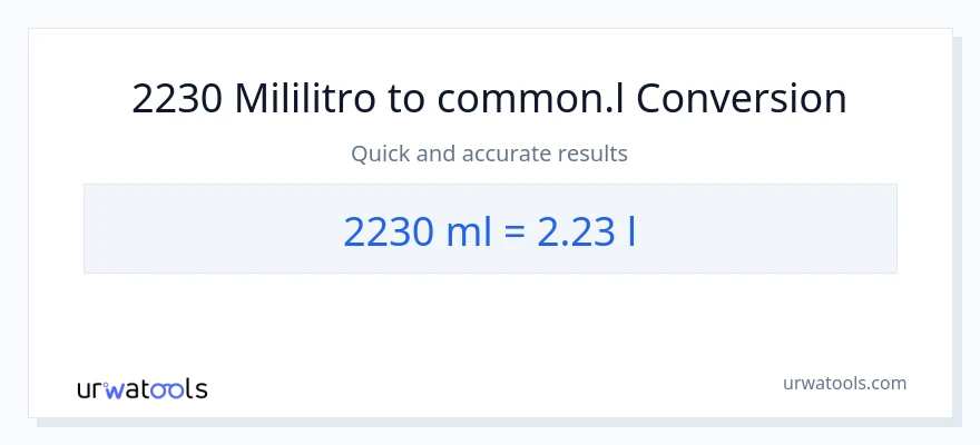 2230 mga mililitro patungong Liters na conversion