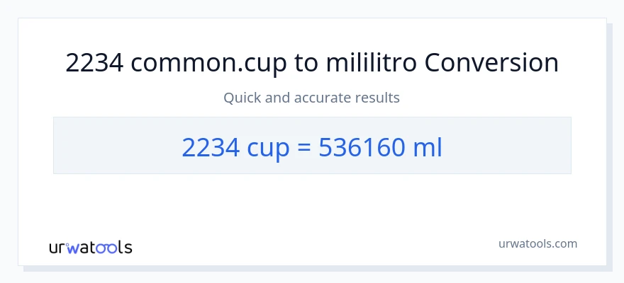 2234 mga tasa patungong mga mililitro na conversion