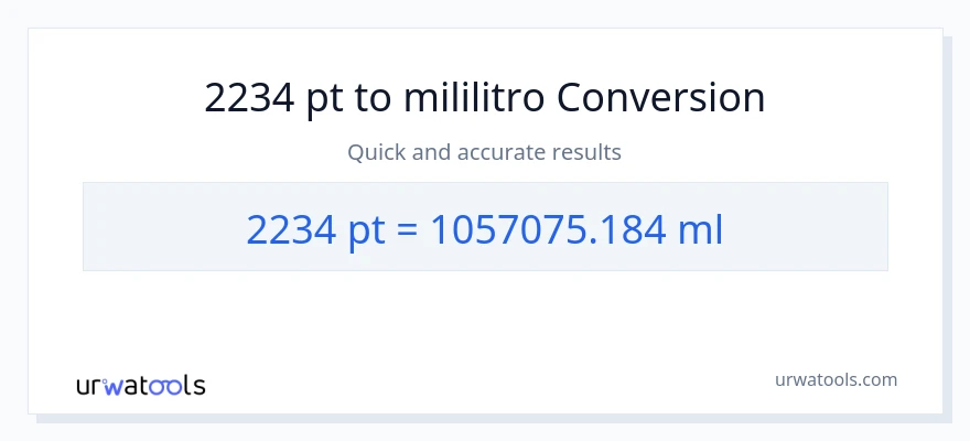 2234 Pints patungong mga mililitro na conversion